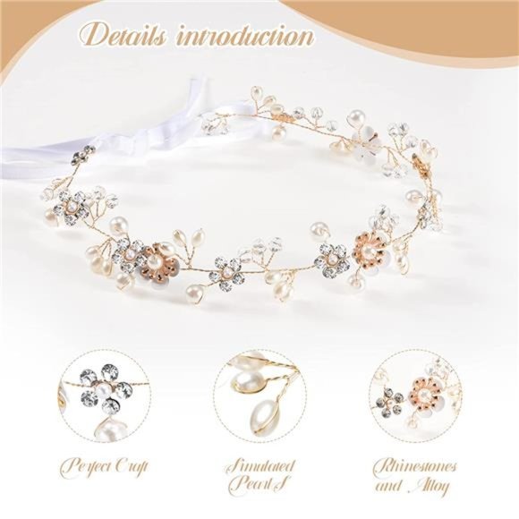 FRIUSATE Flower Girl Headpiece with Wedding Hair Pins, 3 Pcs Princess Wedding main image 6